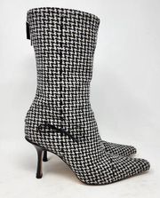 Jimmy Choo Vintage VTG Wool Houndstooth Pattern Heeled Boots Pointed Toe Size 38