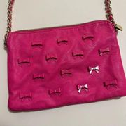 Betsey Johnson Hot Pink Bow Tie Crossbody Purse With Chain Strap