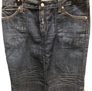 Paper Denim & Cloth Dark Wash Distressed Jean Skirt