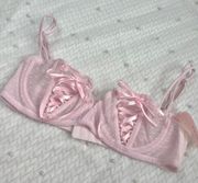 Sophie B Pink Reworked Bra With Satin Ribbon