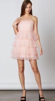 Cotton Candy LA Blush Strapless Tiered Tulle Mini / M