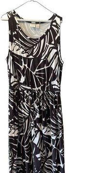 Chico's Zenergy By Palm Print Maxi Dress Size 2 Md  Drawstring Side Slit