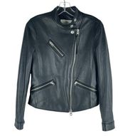 Coach Uptown Racer Leather Jacket Asymmetrical Zip Black Size XS