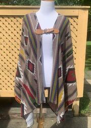 Sweet Claire Aztec Kimono Wrap Poncho Sweater One Size