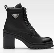 Prada Brushed Leather and Nylon Laced Booties