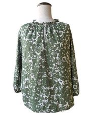 Flaminia Surrey Floral Blouse Green White Casual 3/4 Sleeve Medium