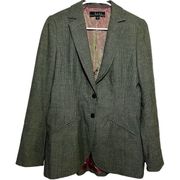 VTG Nicole Miller Blazer Suit Two-Button Welt Pocket Herringbone Green 6