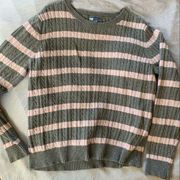 Izod | sweater, cable knit, pink grey