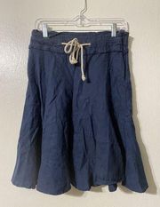DKNY Womens Linen Skirt Blue Denim Minimalist A Line 90's Y2K VTG Tiered Size 2