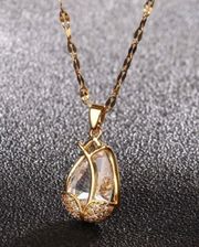 18K Gold Plated Crystal Flower Pendant Necklace for Women