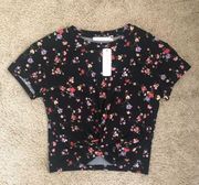 Tamara Cropped Knot Front Knit Top NWT