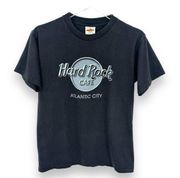 Hard Rock Cafe Atlantic City black gray crew short sleeve cotton tee shirt small