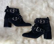 Black & Silver Suede “Logan” Studded Booties