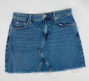 Miss Selfridge Denim Mini Skirt Raw Hem Size US 8