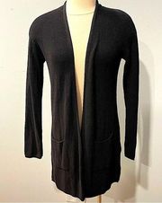 Philosophy Black Cashmere Blend Rib Knit Long Sleeve Open Cardigan Size Small