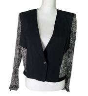 Helmut Lang Sheer-Sleeve Blazer One Button Black Women’s Size 6