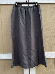 FLAX Charcoal Gray Linen Rayon Lagenlook Maxi Skirt Pull On Women’s Size Medium