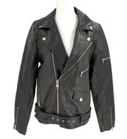 UNIF Leather Moto Biker Jacket I'd Rather Be Nowhere Punk Black size Small
