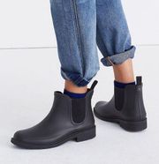 Madewell The Chelsea Black Pull On Elastic Goring Rain Boots E2292 Women Size 10