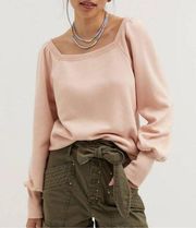 REBECCA MINKOFF Square Neck Pullover Sweatshirt Soft Pink Size Small