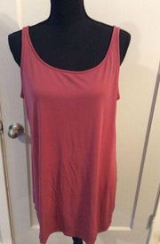 New NWT Eileen Fisher Large Silk Long Pink Tank Stretch Jersey Scoop Neckline