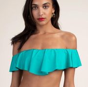 Trina Turk Indo Solids Off The Shoulder Bandeau Bikini Top Teal Size 6