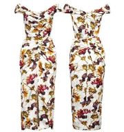 Jason Wu NWT  Collection Chalk Multi Floral Bodycon Midi Dress Size 12 $2,695