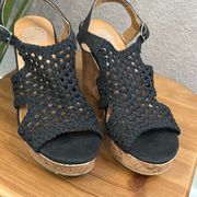 ￼ SO WOMENS, wedges, heels, crochet open toe Size 8 1/2 M