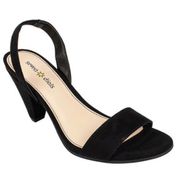 Seven Dials Black Suede Cone Heel Open Toe Slingback Sandals Ramsbury Size 8