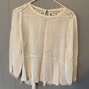 Rebecca Taylor Cream Blouse with Lace Detail Size 8