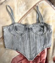 Pretty little thing plus 12 denim V sharp corset top