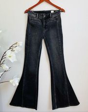 slit pockets Seamed flare jeans