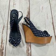 DIVA LOUNGE PEEP TOE POLKA DOT WEDGE SANDALS