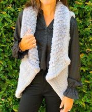 CURRENT AIR Draped Collar Faux Fur Vest in Gray - NWT