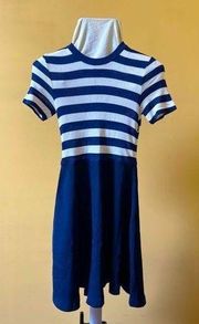 Sandro Striped Navy Flare Dress Size 1