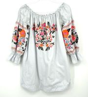 Free People Fleur Du Jour Shift Dress Size XS Embroidered Off Shoulder Mini