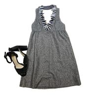 for Target Sleeveless Metallic Grey Boucle V-Neck Shift Mini Dress XS