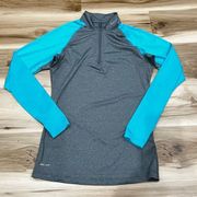 Nike  Pro Dri-Fit Fitted Blue and Grey Quarter Zip Pullover Women’s Medium