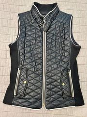 Leather Moto Vest Quilted Fate Brand Small Womens Black