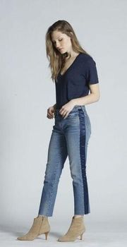 Driftwood | Candace Cropped Straight Jeans with Satin Side Stripe Sz 29