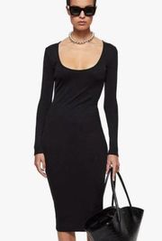 ANINE BING Montana Long Sleeve Body Con Dress in Black