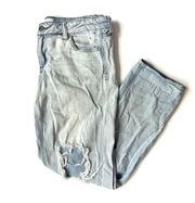 Celebrity Pink Girlfriend Distressed Destroyed Light Wash Blue Jeans 9 W 29