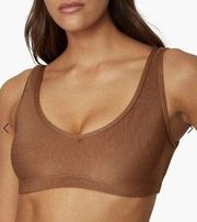 New WeWoreWhat Brown Ribbed V-Neck Sports Bra NWT new with tags