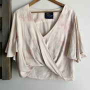 Pink Tie Dye Flutter Sleeve Top