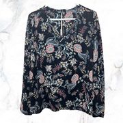 Lush Clothing LUSH Black Floral Print Flowy Blouse