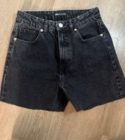 Black High Rise Denim Shorts