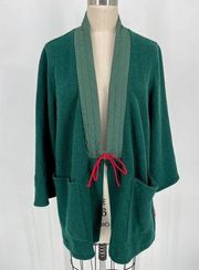 Topo Designs Global Wrap Sweater Sz S Green Kimono Convertible Wool Blend