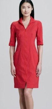 Lafayette 148 New York Larissa Zip Front Sheath Dress Red/Orange Size 8