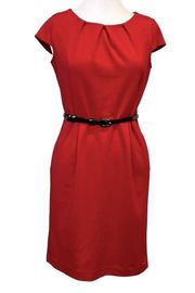 DANA Buchman Bodycon Day To Night Stretch Knit Belted Cap Sleeve Sheath Dress