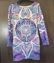 Peppermayo peacock purple bodycon dress womens size 8